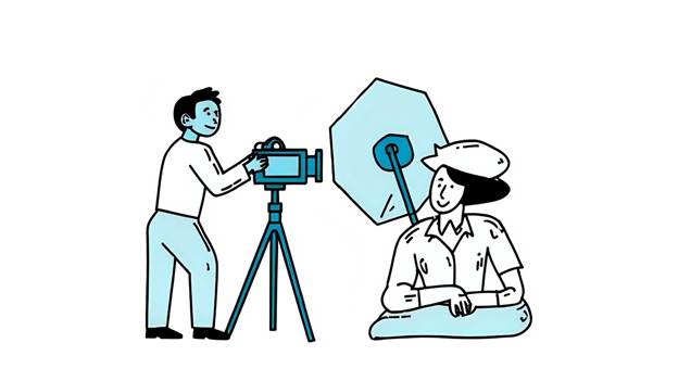 Computer showing video marketing results - Ink & Arrow Marketing Co. Cartoon computer displaying video marketing analytics to track engagement and boost conversions.