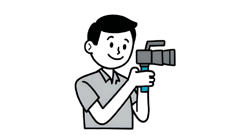 Cartoon photographer creating marketing visuals - Ink & Arrow Marketing Co. Cartoon of a photographer capturing content to support a strong sales strategy through effective video production services.