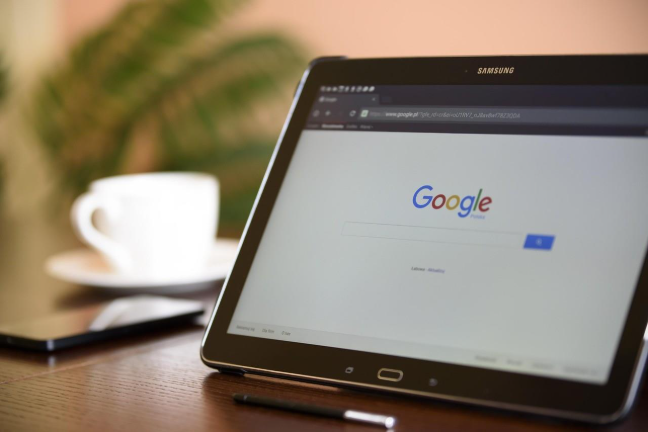 Tablet displaying Google search results for Bloomsburg businesses, highlighting local listings and key information for potential customers.